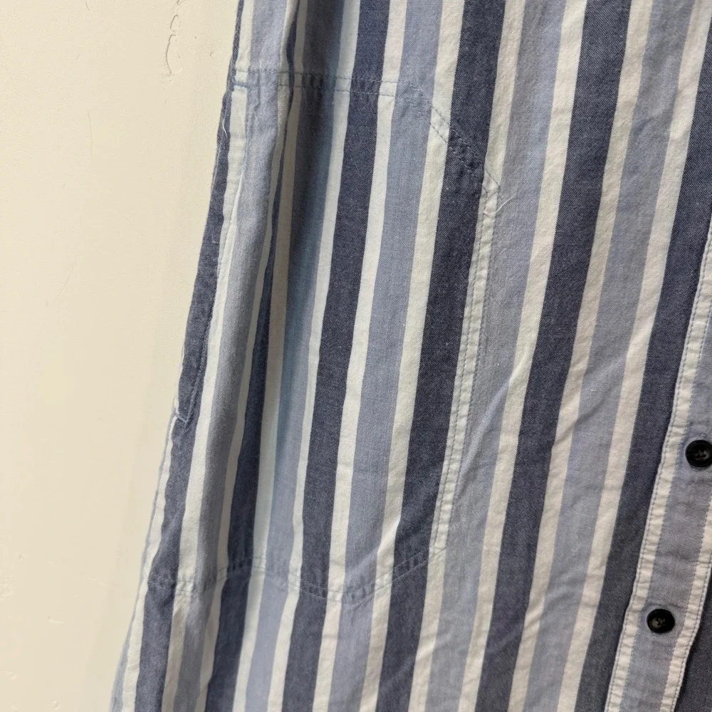 Toad&Co Womens Tank Dress Medium Blue Button Down Indigo Ridge Sleeveless Stripe - Picture 6 of 8